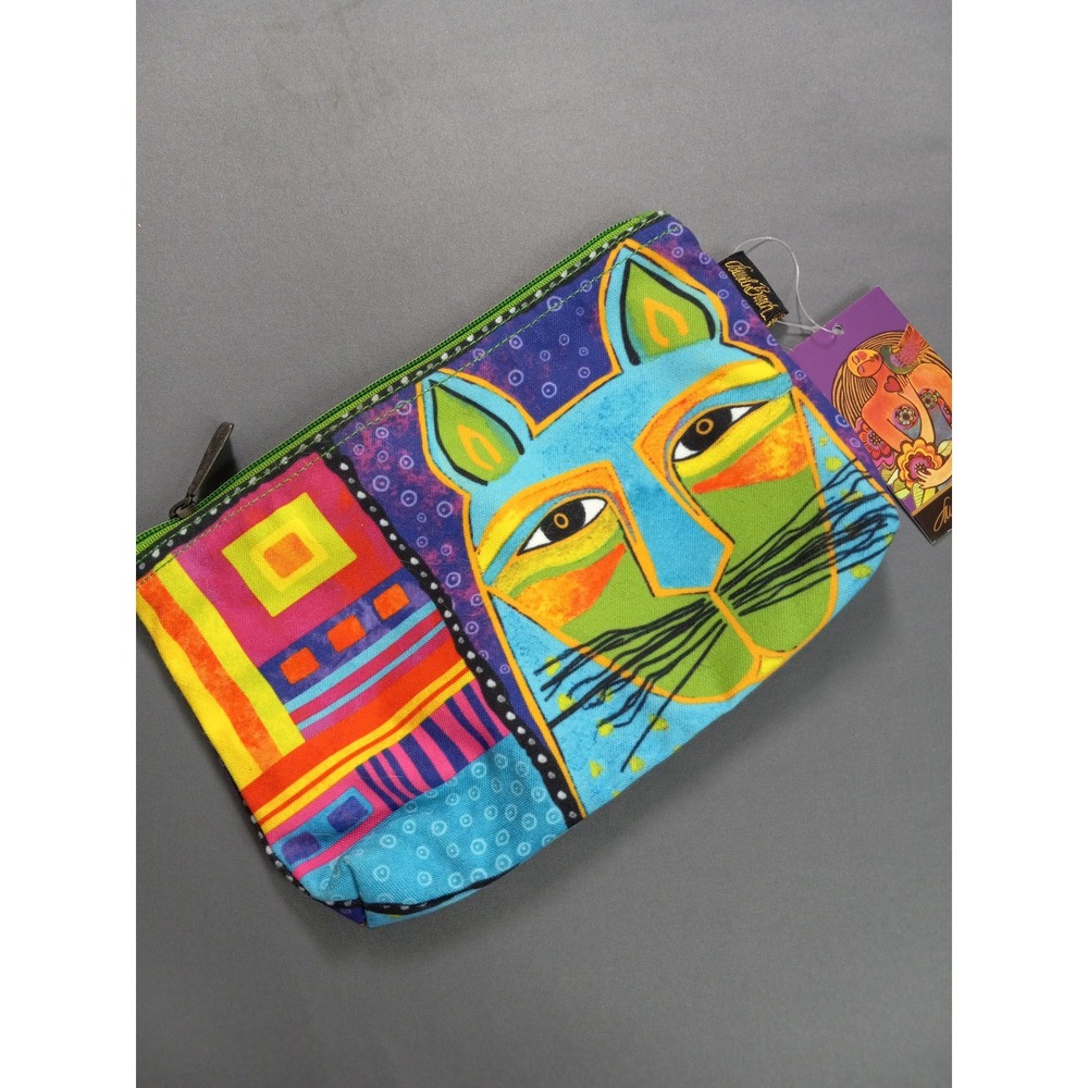 Laurel Burch Colorful Cat Canvas Cosmetic Bag Pouch New